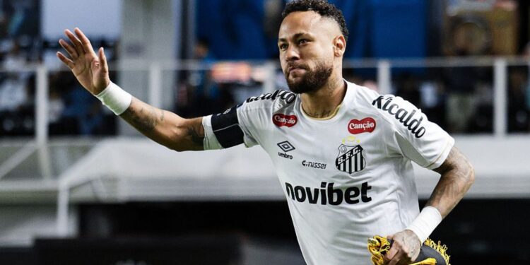 Neymar marcou o gol do Santos no empate com o Deportivo Recoleta