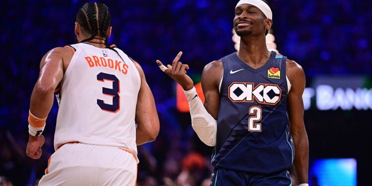 Shai Gilgeous-Alexander foi o cestinha do Thunder na vitória sobre o Suns