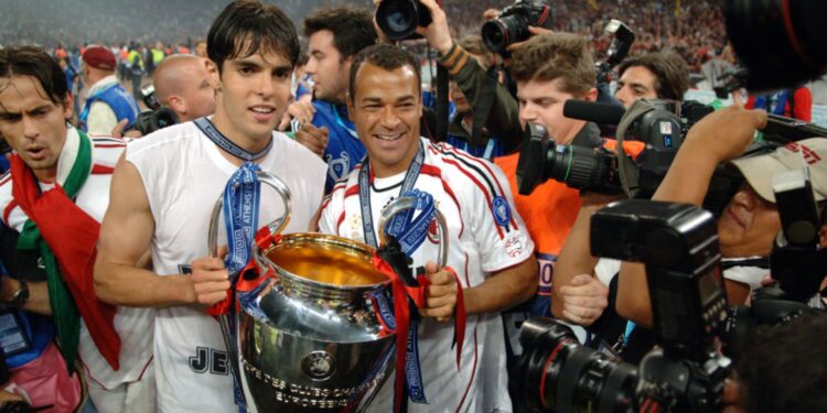 Kaká e Cafu conquistaram a Champions League com o Milan em 2007