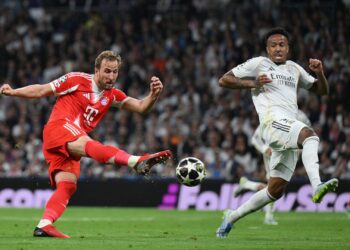 Lance do jogo entre Real Madrid e Bayern de Munique