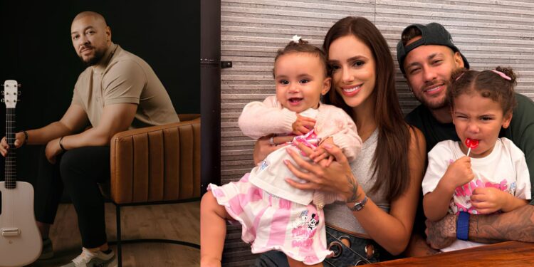 Ton Carfi na foto da esquerda e Neymar Jr, ao lado de sua família, na direita