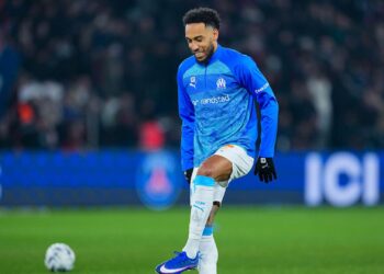 Aubameyang durante jogo do Olympique de Marselha