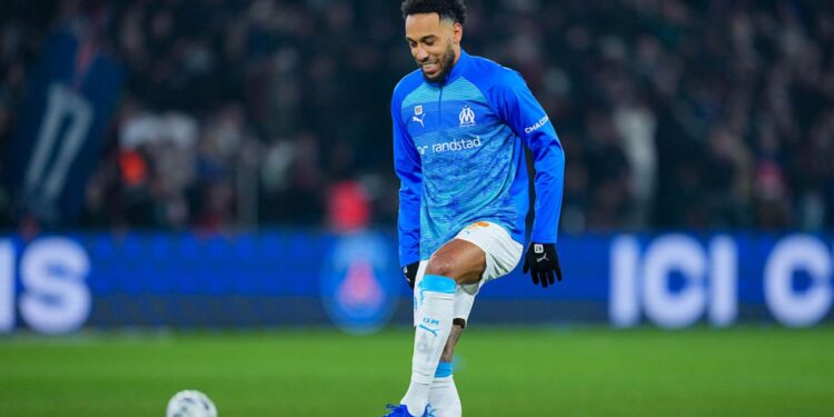 Aubameyang durante jogo do Olympique de Marselha