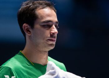 Hugo Calderano durante participação no Mundial