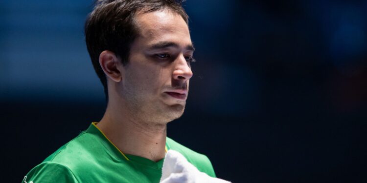 Hugo Calderano durante participação no Mundial
