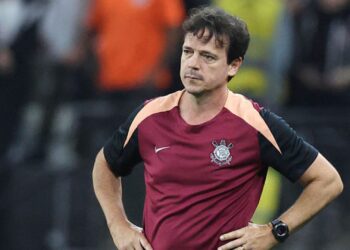 Fernando Diniz durante jogo do Corinthians