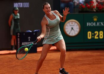 Sabalenka durante o jogo contra Sorana Cirstea