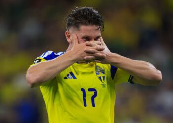 Viktor Gyokeres comemorando seu primeiro gol na Copa do Mundo (Crédito: Getty Images)
