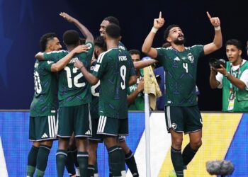 Comemoração da Arábia Saudita em gol contra o Uruguai (Crédito: Getty Images)