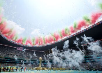 Estádio Azteca, na Cidade do México, durante a cerimônia de abertura da Copa do Mundo de 2026
