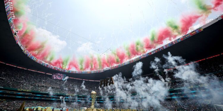 Estádio Azteca, na Cidade do México, durante a cerimônia de abertura da Copa do Mundo de 2026