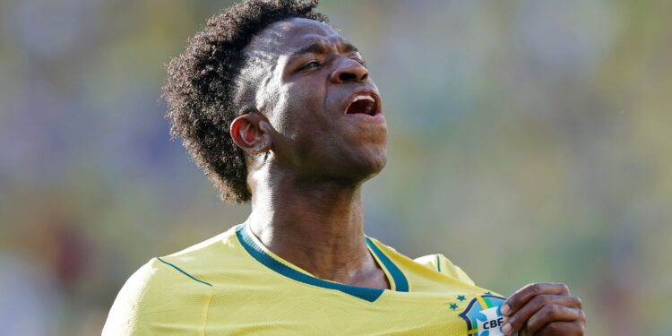 Vini Jr deixou tudo igual no placar, em Brasil x Marrocos (Crédito: Getty Images)
