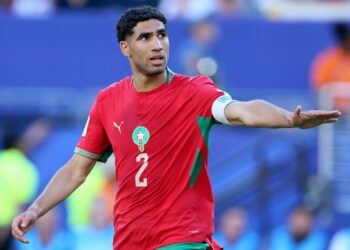 Hakimi, craque de Marrocos, durante partida contra o Brasil (Crédito: Getty Images)
