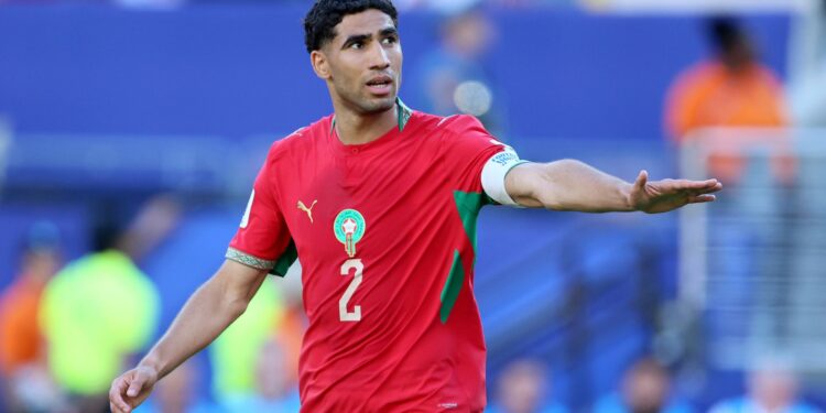 Hakimi, craque de Marrocos, durante partida contra o Brasil (Crédito: Getty Images)