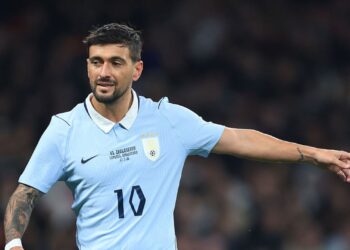 Arrascaeta durante jogo do Uruguai