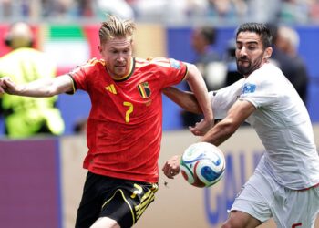 Lance do jogo entre Bélgica e Irã
