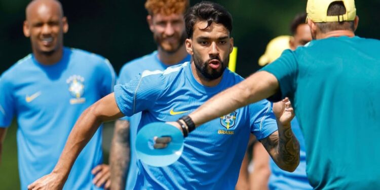 Lucas Paquetá em último treino do Brasil antes de duelo contra Marrocos