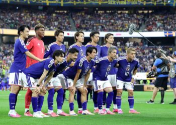 Jogadores do Japão antes de jogo na Copa