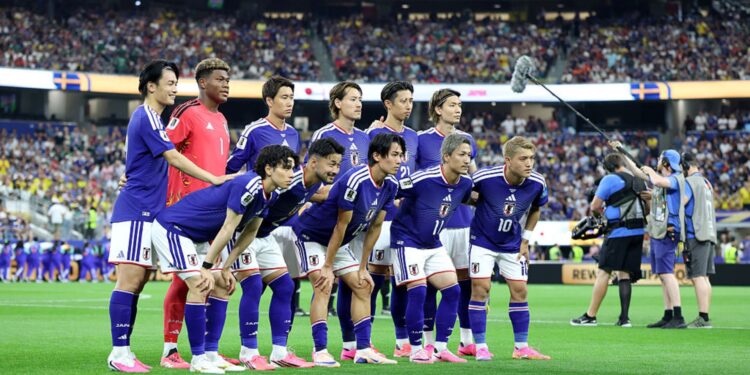 Jogadores do Japão antes de jogo na Copa