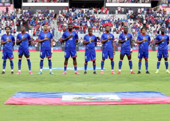 Jogadores do Haiti antes de amistoso