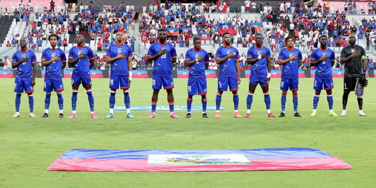 Jogadores do Haiti antes de amistoso