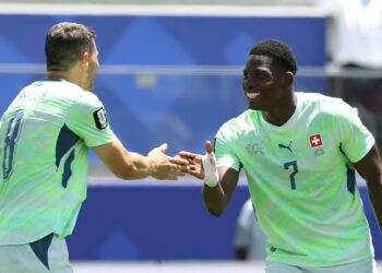 Embolo comemora gol na estreia da Suíça na Copa do Mundo