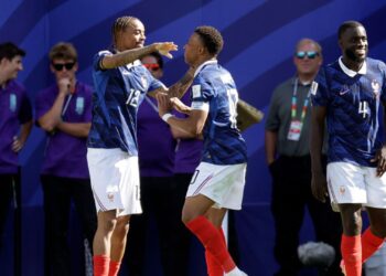 Jogadores da França comemorando na Copa do Mundo