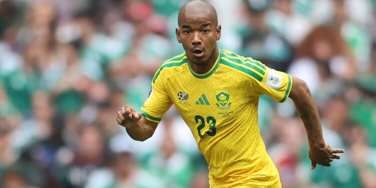 Jayden Adams durante partida da seleção da África do Sul