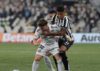 Lance do jogo entre Botafogo e Santos
