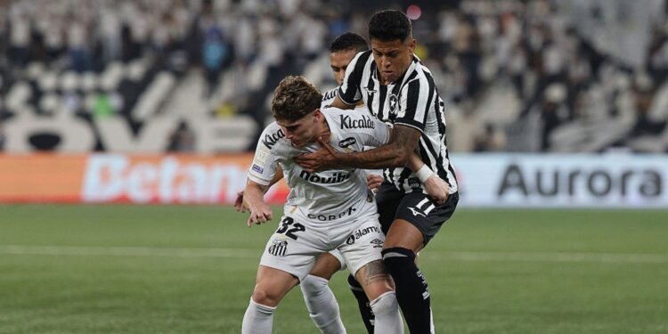 Lance do jogo entre Botafogo e Santos