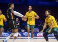 Jogadores do Brasil comemorando