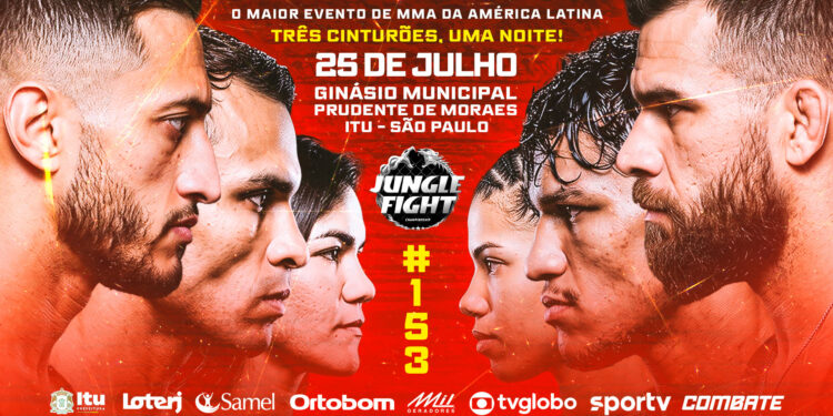Três cinturões estarão em disputa no Jungle Fight 153 - Arte: Sidnei Goulart