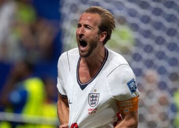 Harry Kane comemorando gol da Inglaterra
