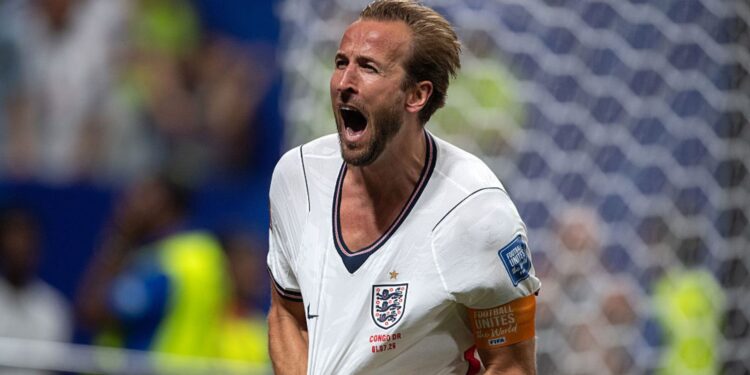 Harry Kane comemorando gol da Inglaterra