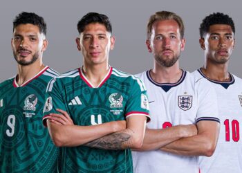 Jogadores do México e Inglaterra