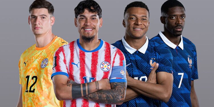 Jogadores de Paraguai e França