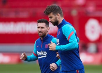 Messi e Piqué em tempos de Barcelona